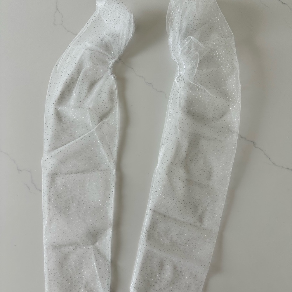 White Sheer Glittery wedding dress sleeves